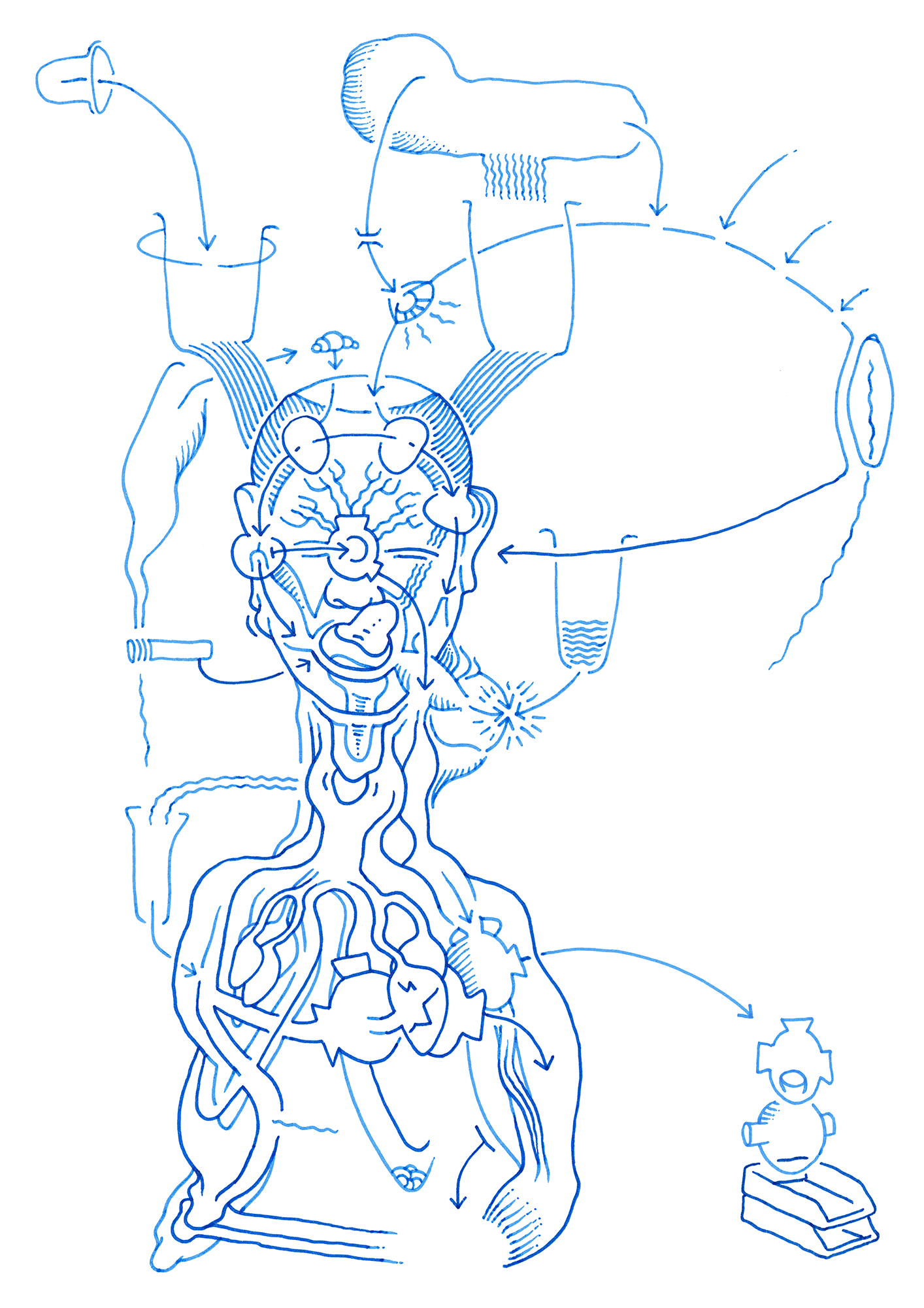 Hannes Kater: Tageszeichnung aus dem Jahr 2000, Filzstift auf A4 Papier
