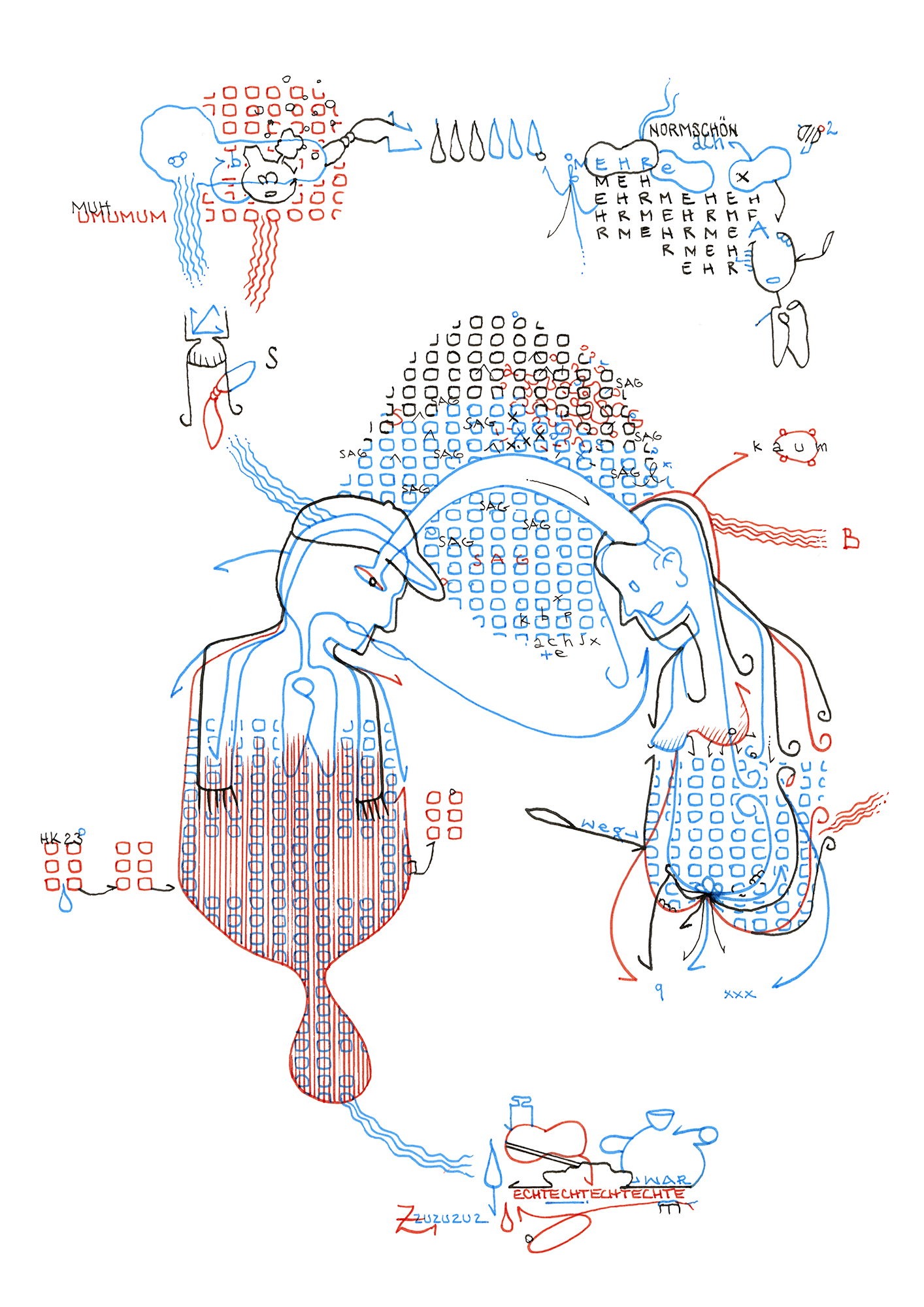 Hannes Kater: Tageszeichnung (Zeichnung/drawing) vom 09.08.2023 (1414 x 2000 Pixel)