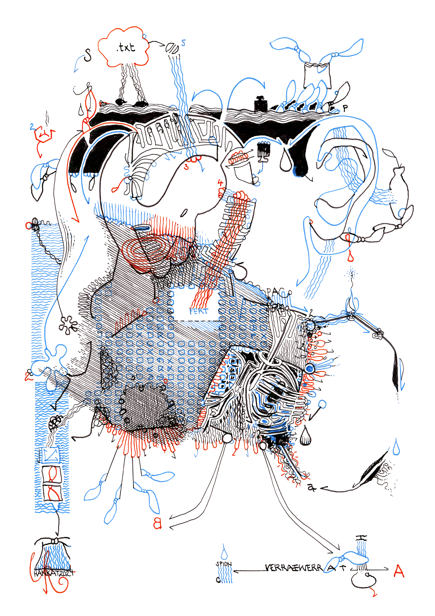 Hannes Kater: Tageszeichnung (Zeichnung/drawing) vom 23.01.2024 (1414 x 2000 Pixel)