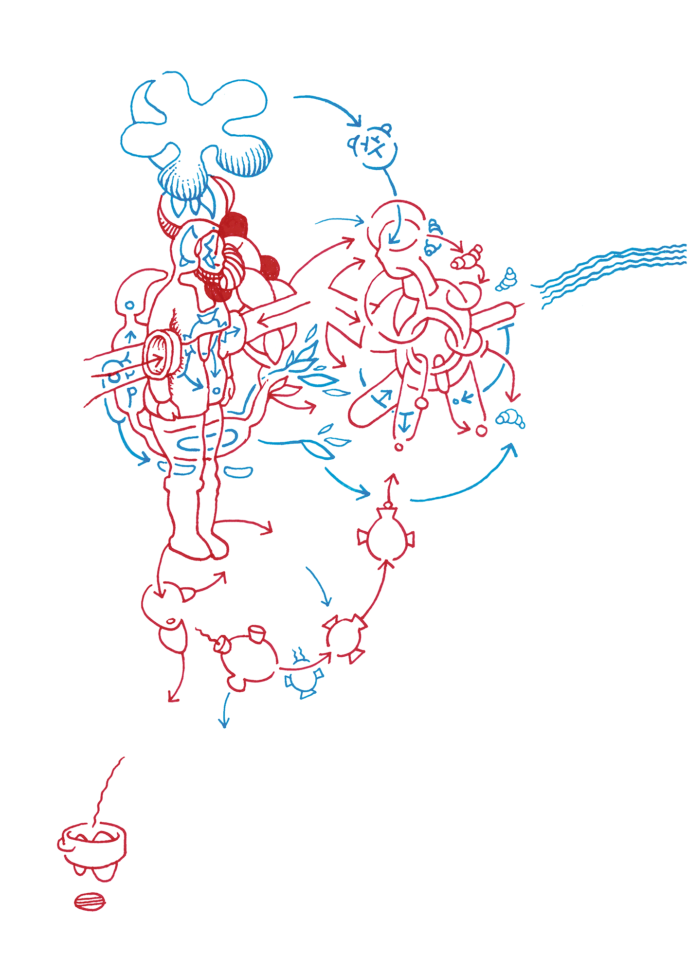 Hannes Kater: Tageszeichnung aus dem Jahr 2000, Filzstift auf A4 Papier