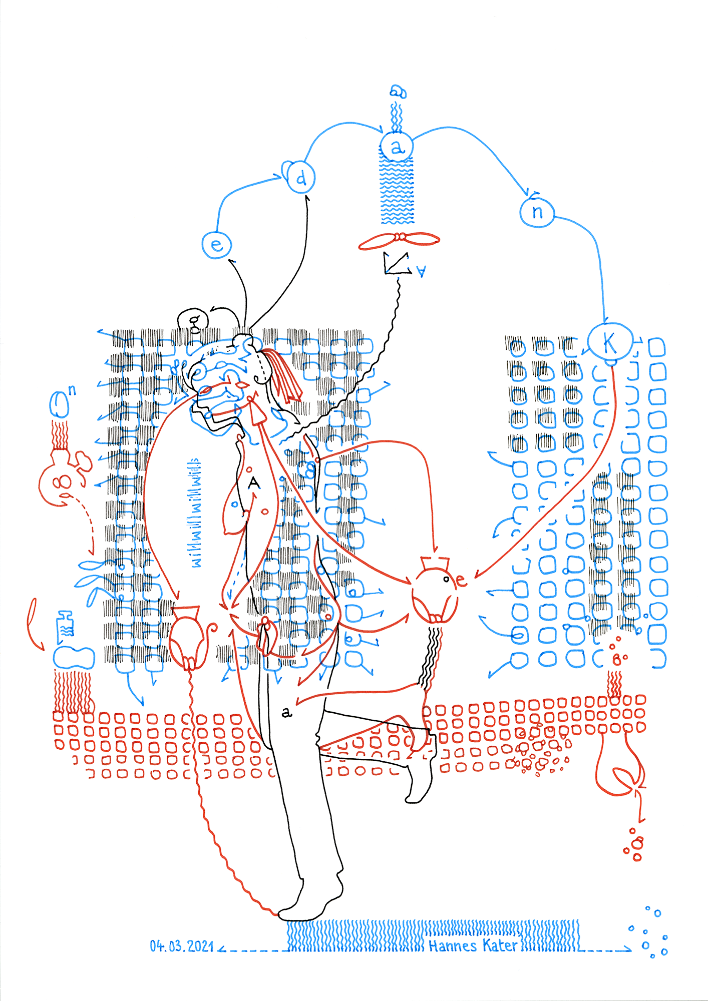 Hannes Kater: Tageszeichnung (Zeichnung/drawing) vom 04.03.2021 (1414 x 2000 Pixel)