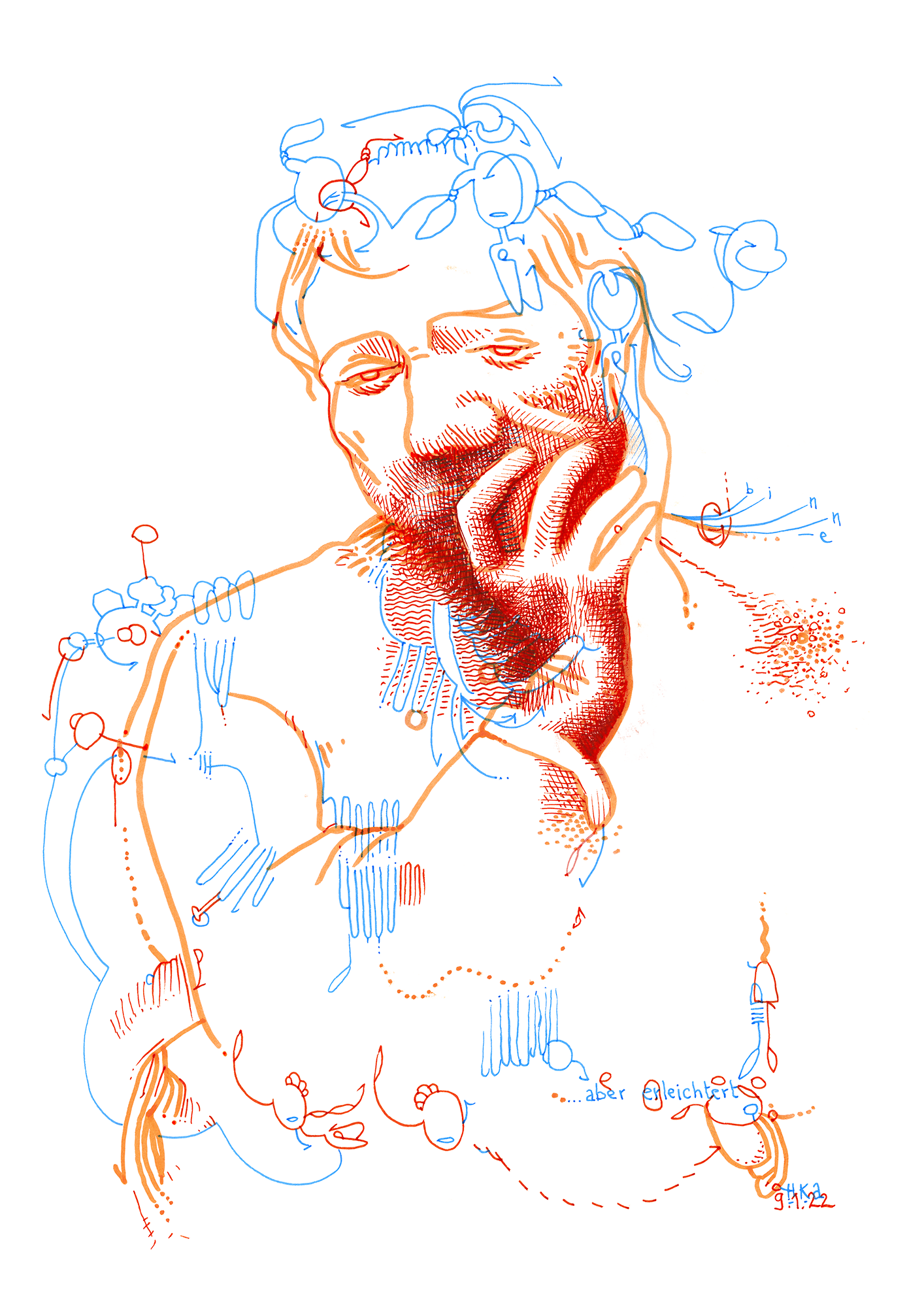Hannes Kater: Tageszeichnung (Zeichnung/drawing) vom 09.01.2022 (1414 x 2000 Pixel)