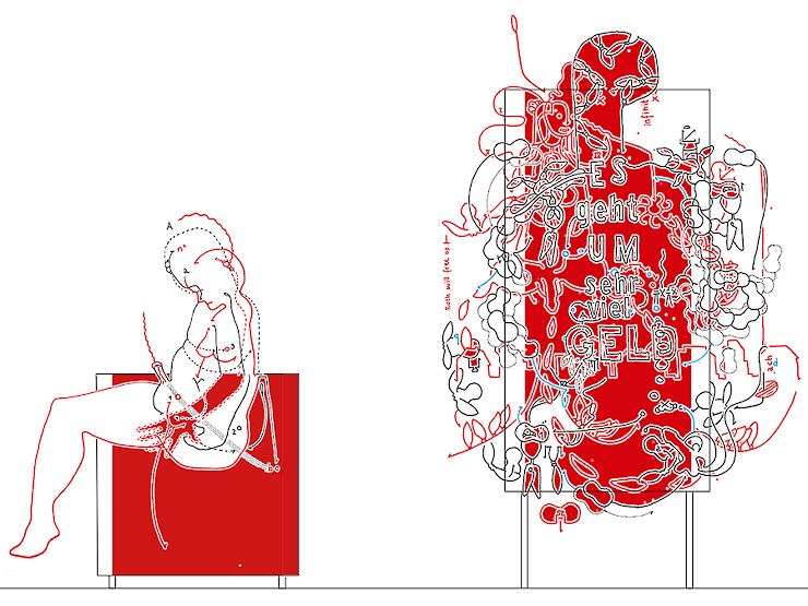 Entwurf für die 3. und 4. Station von "überbrechen", Akademie der Künste, Hanesatenweg 2012