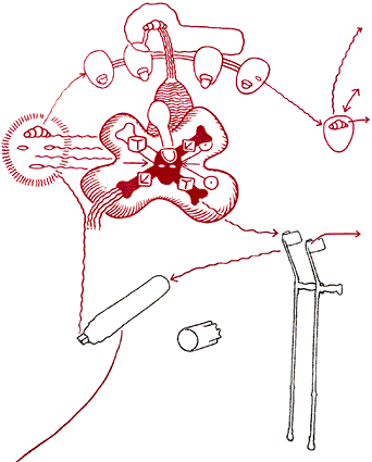 Hannes Kater - Der dritte Mann: Ausschnitt aus dem Bildprogramm -Selbst (Filzstift), 342x425 Pixel